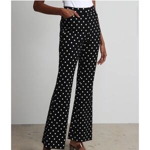 New York & Co Polka-Dot High-Waisted Straight-Leg Pant Fit To Flatter Flare  12